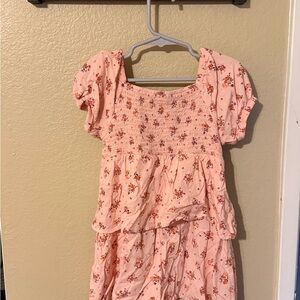 Art Class Peach Floral Smocked Top